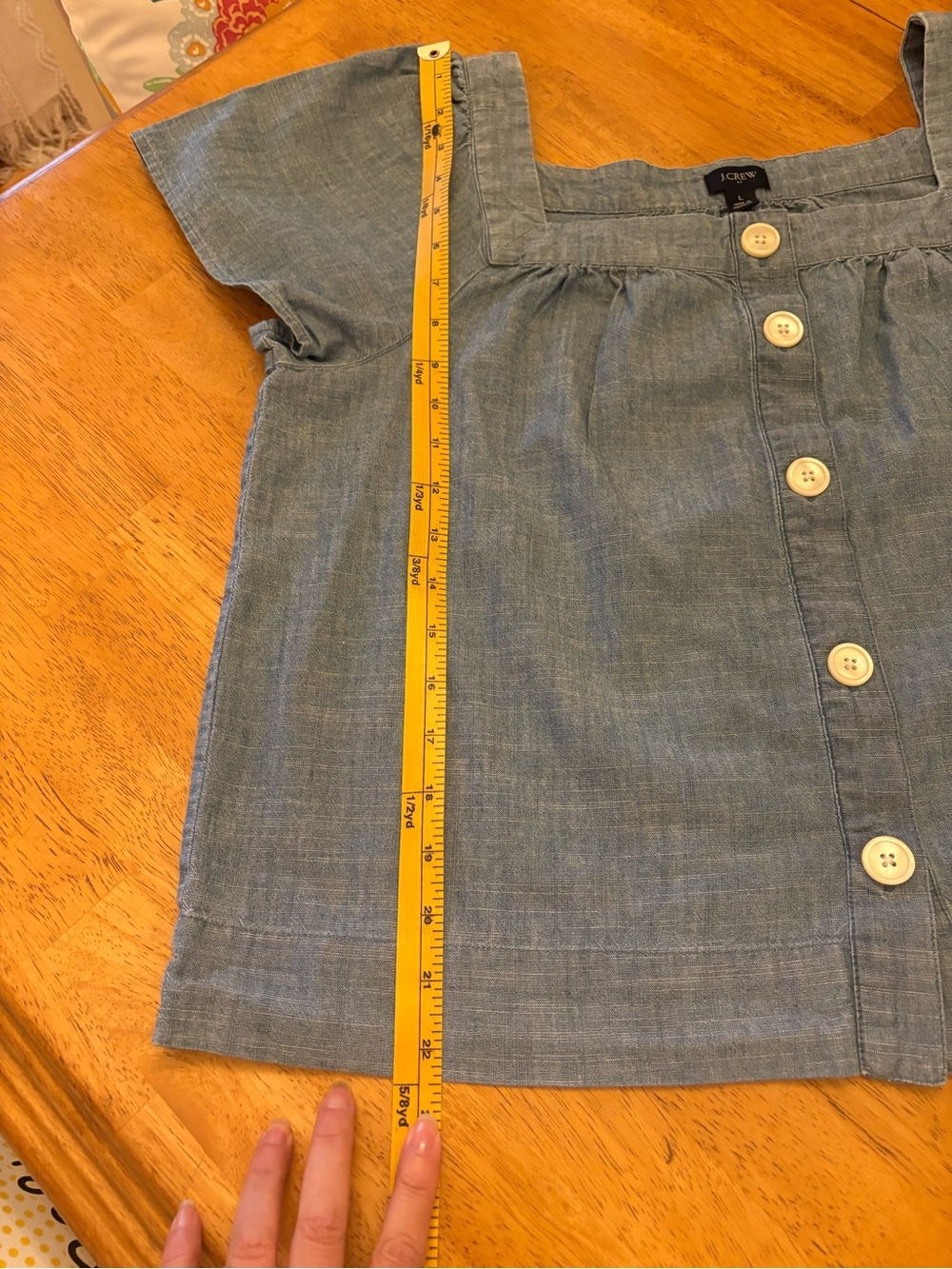 J. Crew Chambray Button Front Square Neck Top in Light Blue - Picture 6 of 6